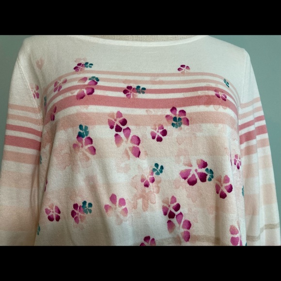Talbots NWT
LP Cream / Pink Sweater w purple & teal flowers - Picture 7 of 8